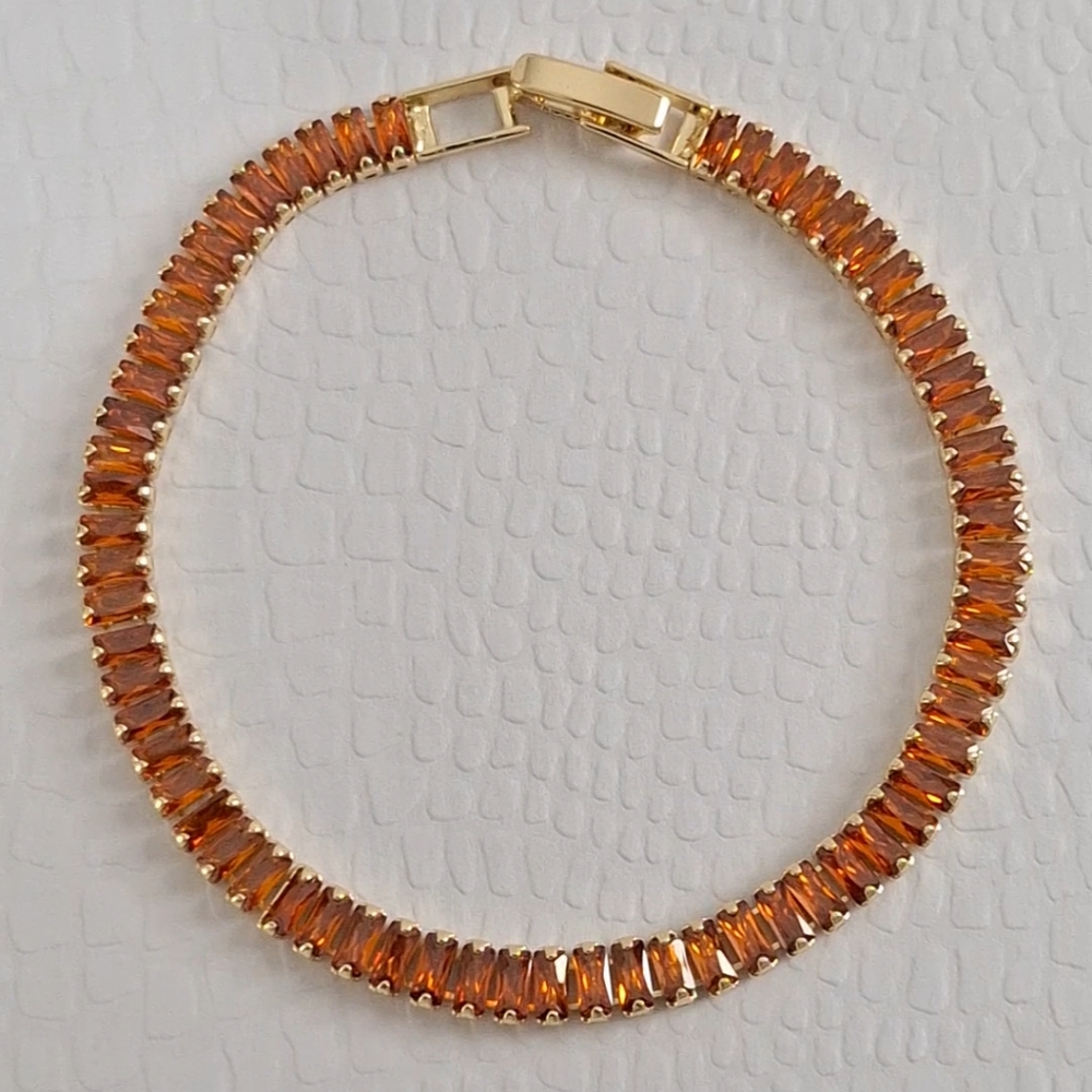 Orange Spinel Baguette Shape Bracelet